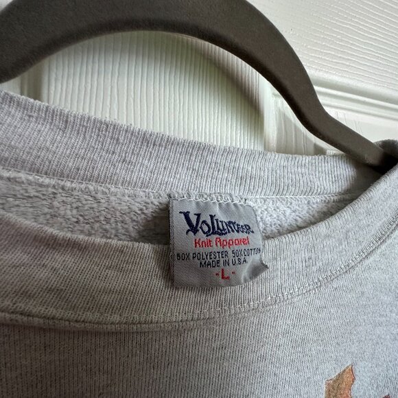 Vintage Women's Large Fall Puppy Sweatshirt Leaves Gray Cut Cropped Sleeve - Picture 6 of 11